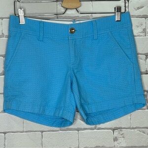 Lilly Pulitzer Callahan Blue Jacquard Textured Cotton Shorts Size 2